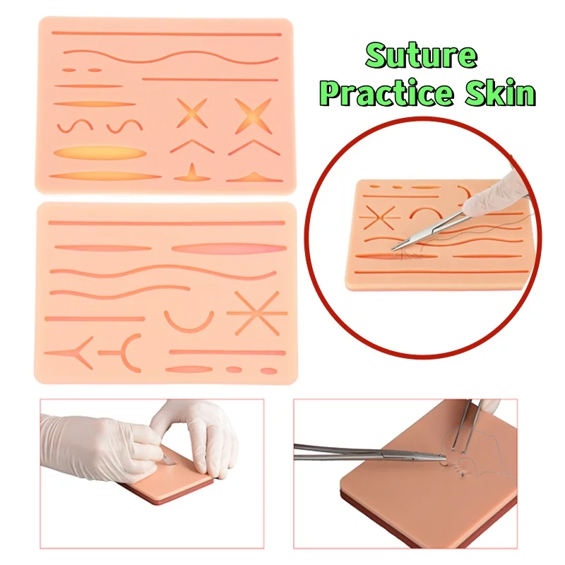 

Suture Practice Pad Traumatic Skin Suture Model With Wound Silicone Reusable Surgical Suture Knotting Silicone Teaching Model
