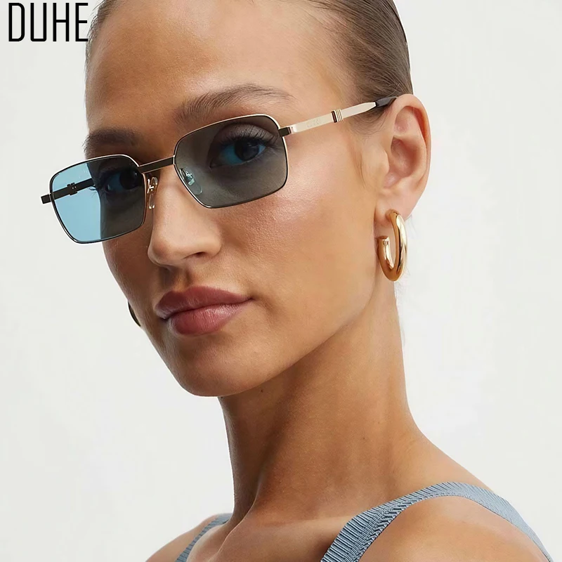 

High-End Square Metal Fashion Sunglasses Retro Personality Small Frame Women Sunglasses Outdoor Sports Driving Sunglasses Men