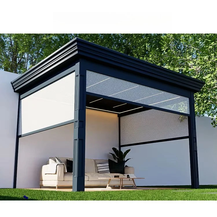 Electric waterproof electric outdoor gazebo aluminum white patio roof shutters gazebo