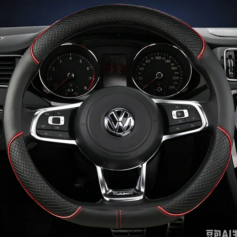 Pokrowiec na kierownicę w kształcie litery D do VW Jetta 6 2017-2021 Golf 7 Scirocco Beetle 2012-2021 Tiguan 2019 2020 Auto Akcesoria — 2