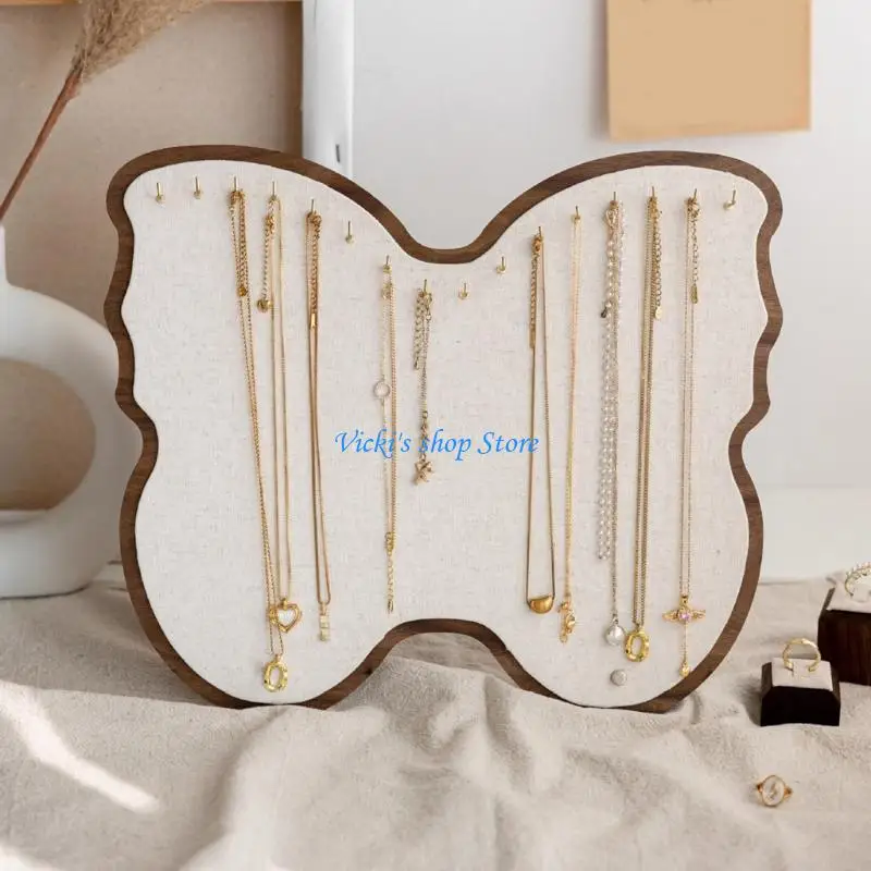 

Handcrafted Wooden Butterfly Jewelry Display Hanger Space Efficient Linen Board For Necklace Bracelet Arrangement