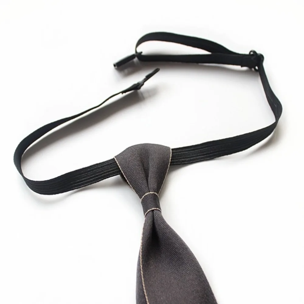 Simple Slim Neck Tie Adjustable Elastic Band Solid Color Shirt Bowtie College Style Business Dress Graduation Bow Tie
