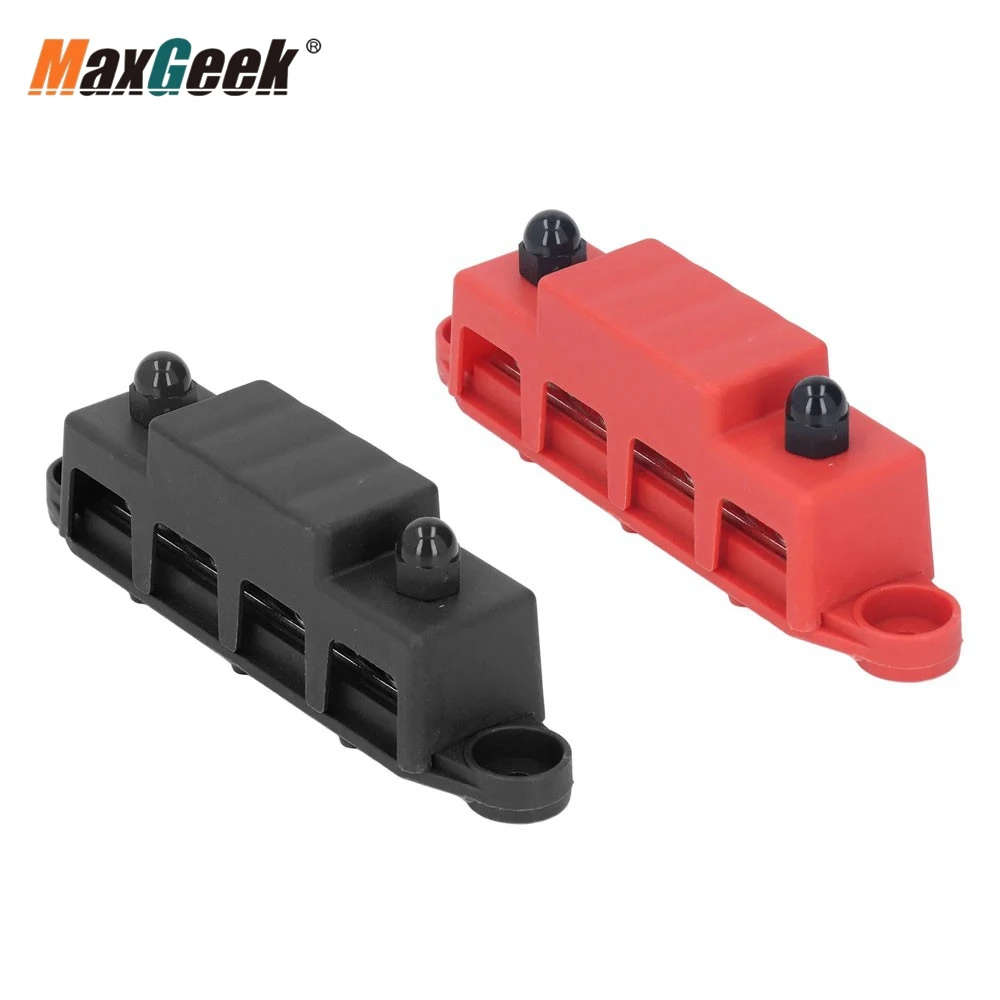 Maxgeek Pair of M8(5/16) High Current Power Distribution Block Screw Terminal 250A 48VDC for Vehicle Power Systems