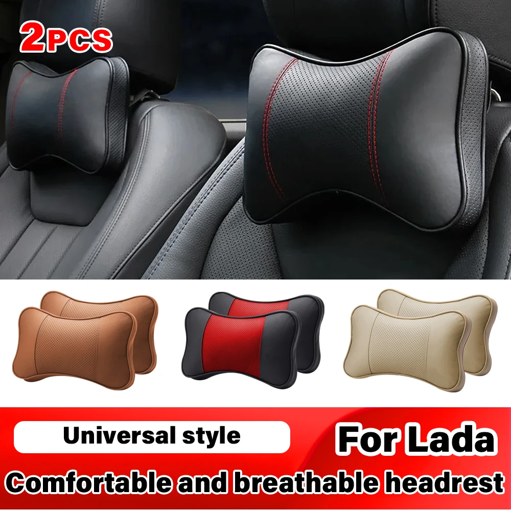 Comfortable Car Seat Headrest Leather Head Neck Pillow Accessories For Lada Vesta Kalina Priora samara Largus Granta Niva Xray