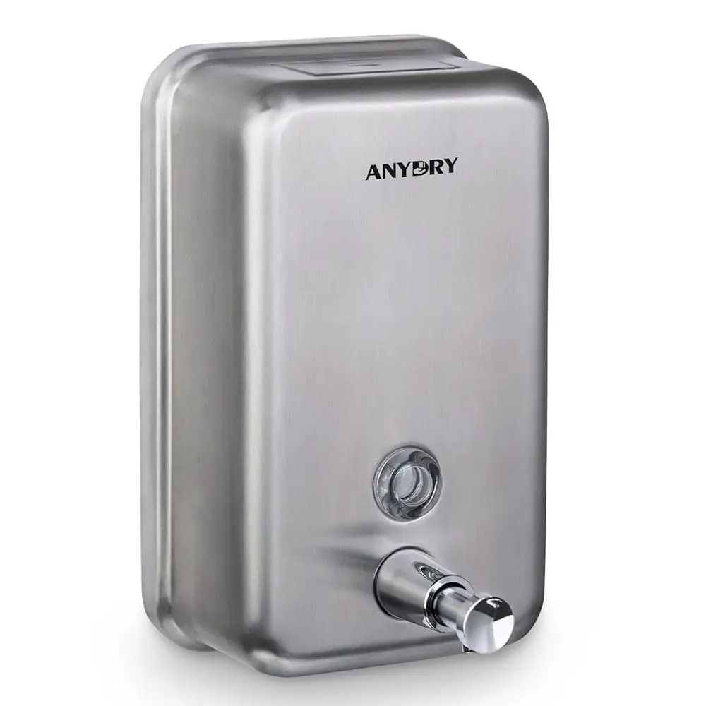 

Профессиональный ручной дозатор для мыла, прочная отделка из матовой нержавеющей стали, емкость 37 унций (1100 мл), настенный, для ванной комнаты