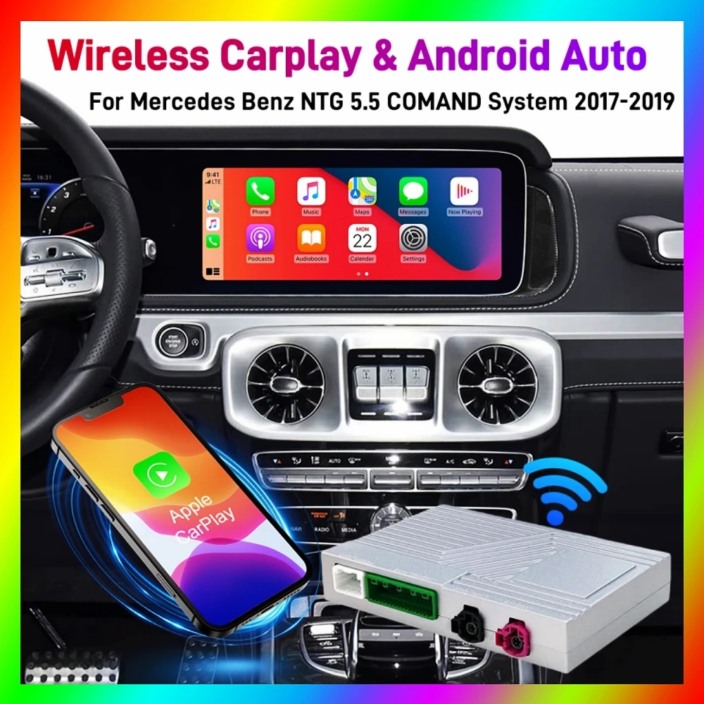 Wireless CarPlay Android Auto Retrofit Kit Decoder Box CarPlay Interface For Mercedes Benz NTG 5.5 COMAND System 2017-2019