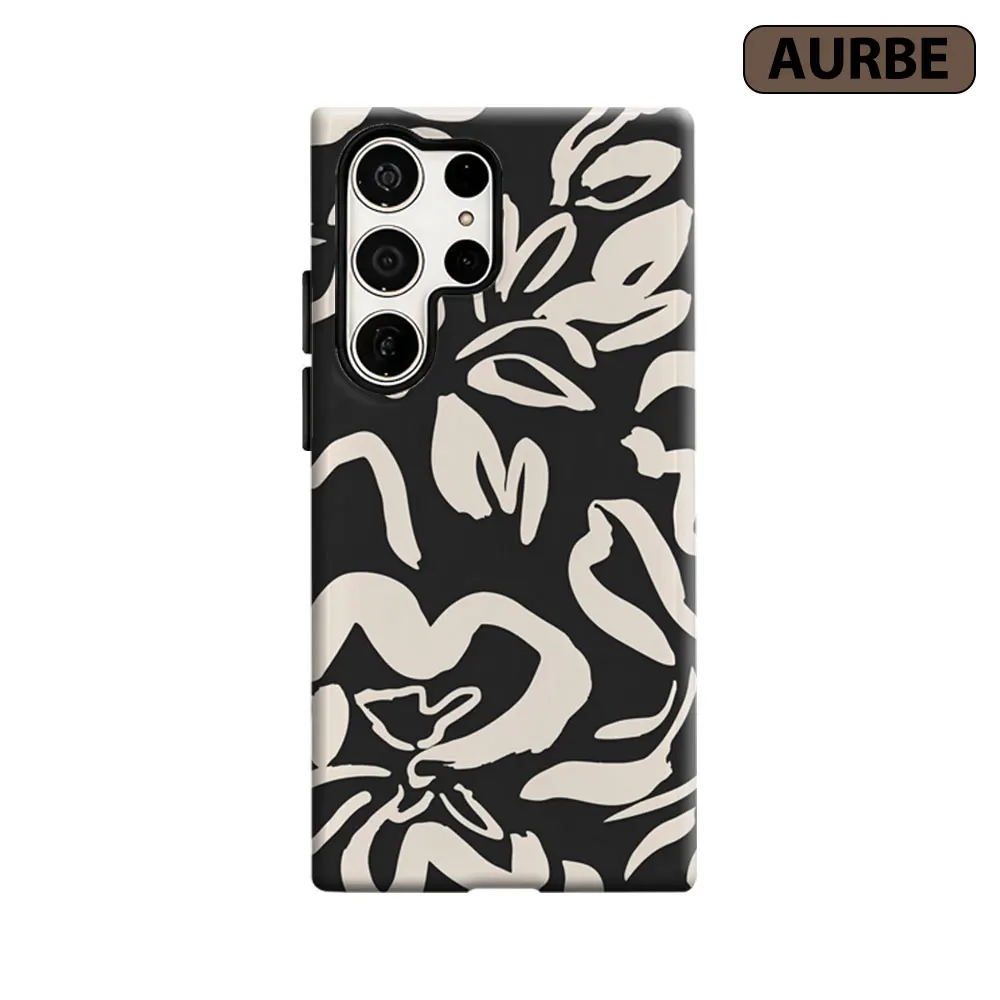 Aurbe Phone Case For Samsung Galaxy S26 S25 S24 S23 Ultra Plus HD Hard Ink Florals Double Layer Film Cover