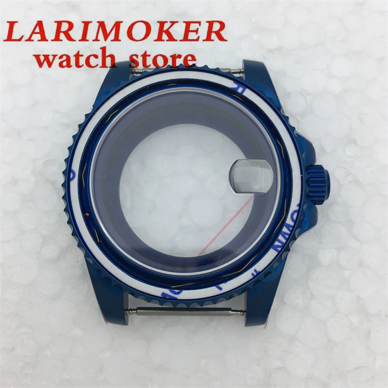 BLIGER 40mm stainless steel blue plated case Sapphire glass case Date window for NH34 NH35 ETA2824 PT5000 Miyota9015 movement