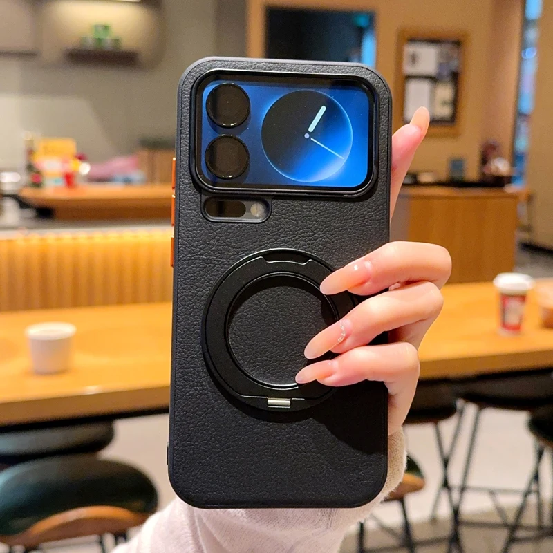 

Для Xiaomi 17 Pro Max магнитный кронштейн нейлоновая тканая матовая кожа, приятный для кожи задний чехол, вращающийся чехол для Xiaomi 17