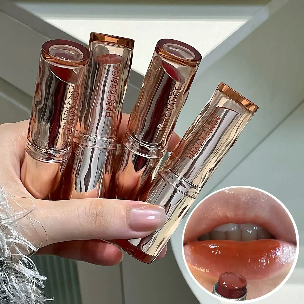 Herorange Glänzender Lippenstift Leichtgewichtig Feuchtigkeitsspendend Langanhaltend Für Alle Hauttöne Tägliches Date Party