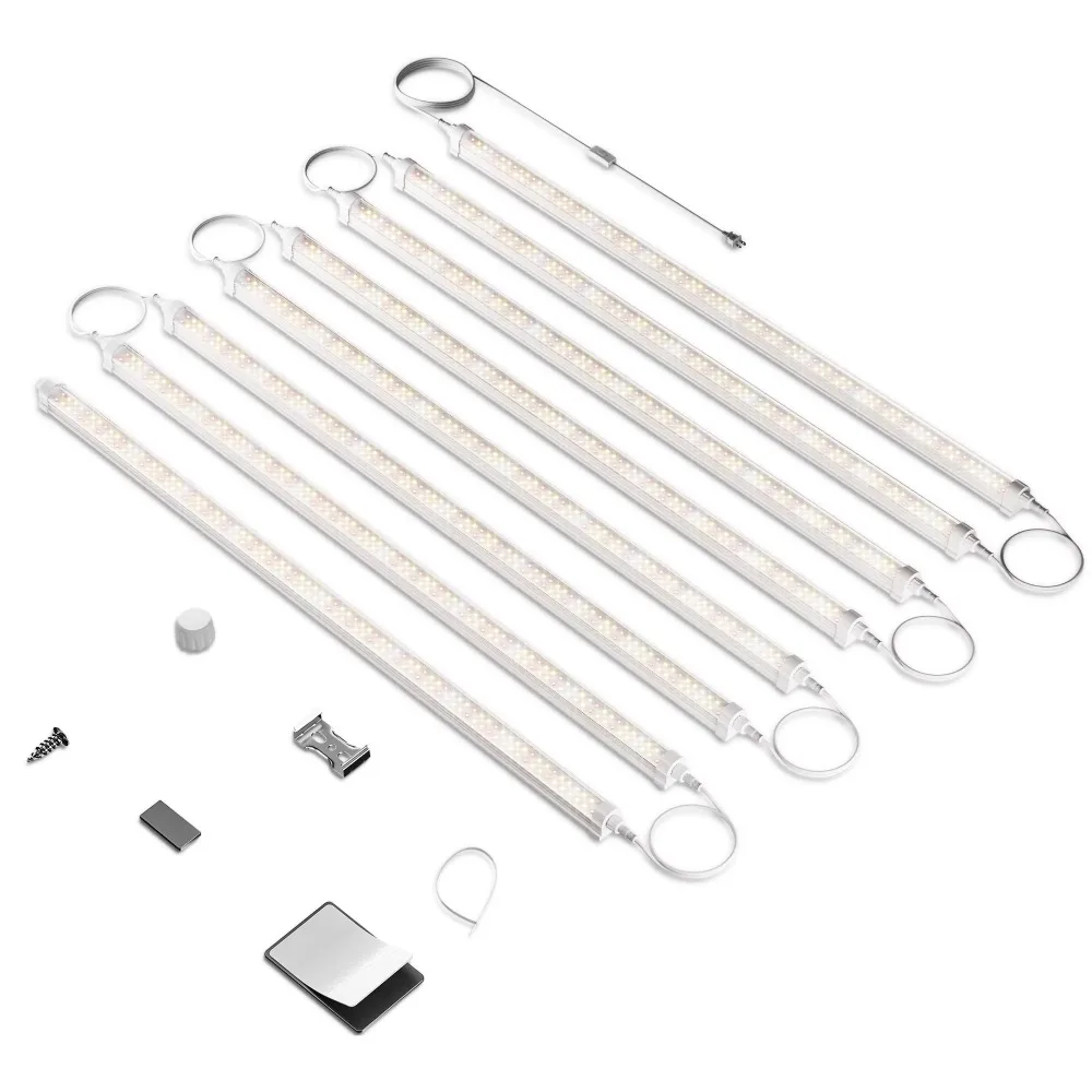 2026 3FT 8-Pack 25W/Bar IP65 Waterproof Linkable Dimmable Full Spectrum LED Grow Light Strips for Indoor Plants