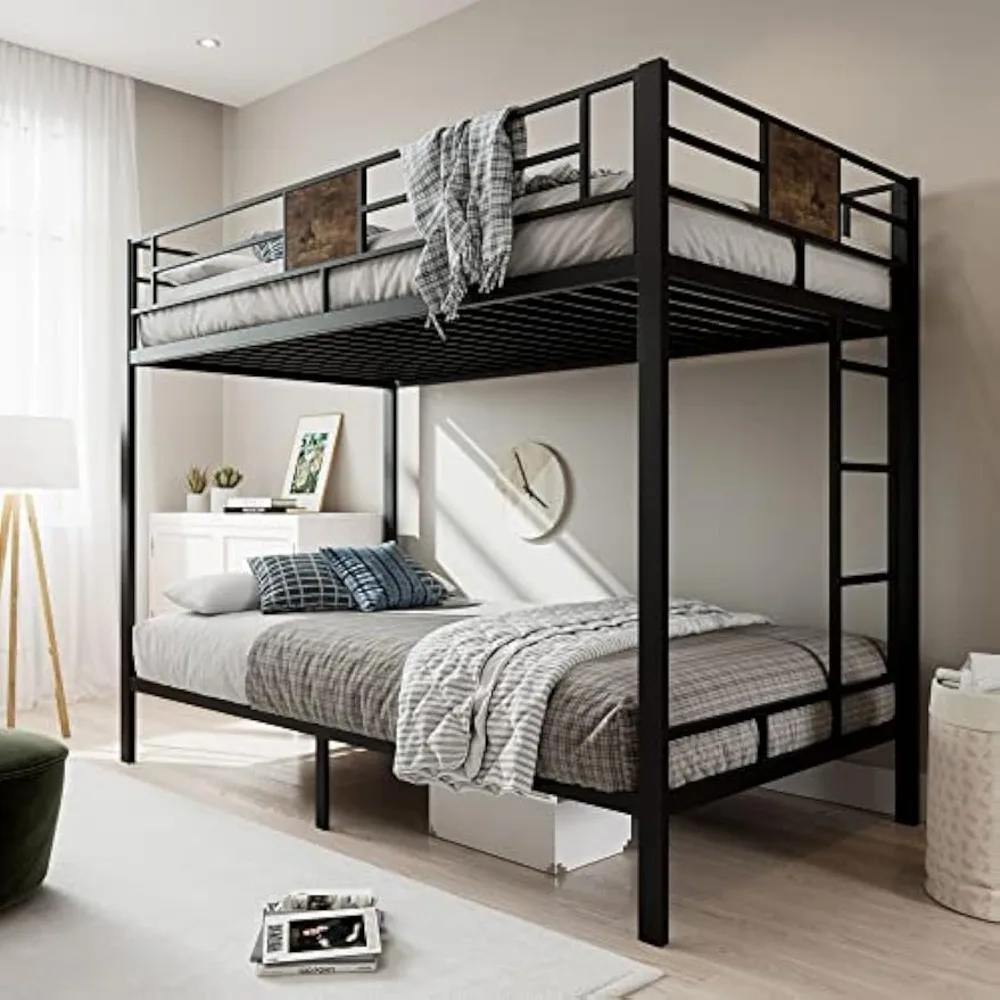 

Loft Bunk Beds Twin Over Twin Size,Metal Frame with Guardrail and Stairs, Small Space Saving Furniture for Bedroom Dorm,