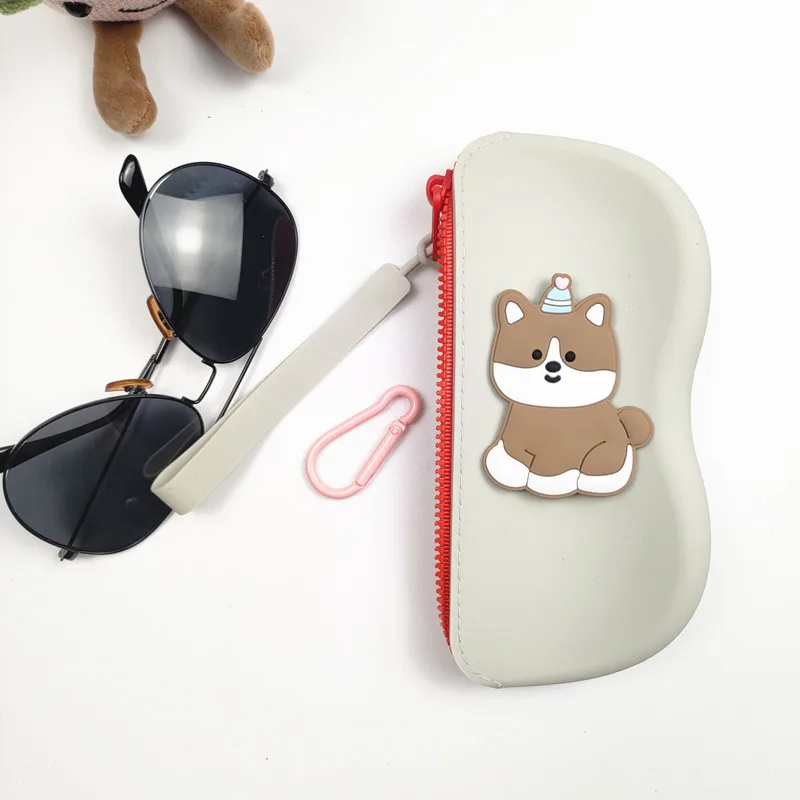 Women Soft Silicone Glasses Bag with Zipper Chain Waterproof Storage Cosmetic Coin Bag for Men Dustproof Glasses Box Girl Gift