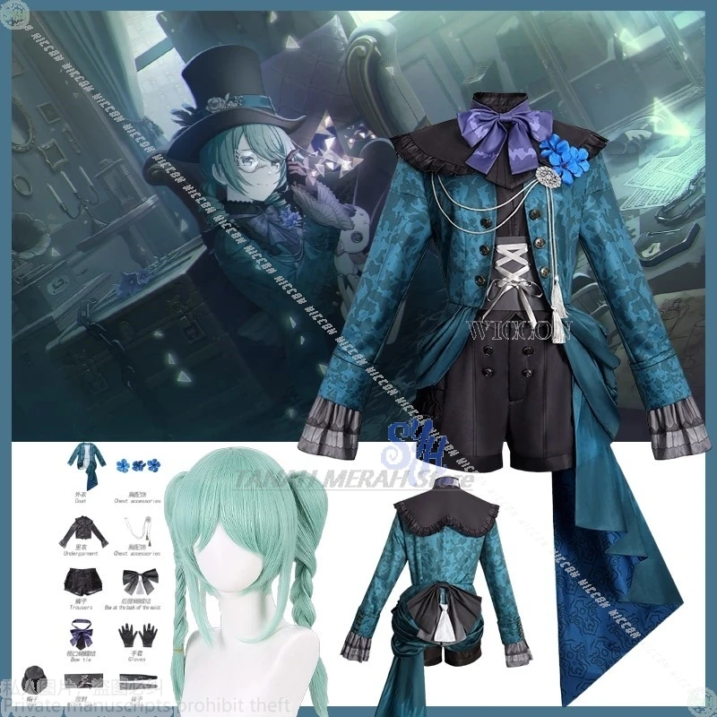 

Anime Game Project Sekai Colorful Stage! Feat Mikuuuu Cosplay Teal Vintage Pattern Gothic Dress Lolita Costume Hat Halloween Cos