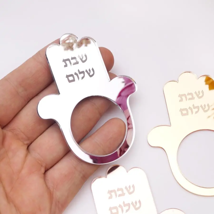 12pcs Acrylic Hamsa Hand Shabbat Napkin Ring - Jewish Decorative Napkin Holder for Table Shalom Theme