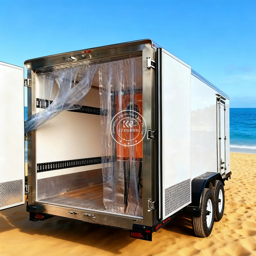 รถพ่วงตู้แช่แข็งเคลื่อนที่สำหรับอาหารแช่แข็ง ไอศกรีม และอาหารแช่เย็น