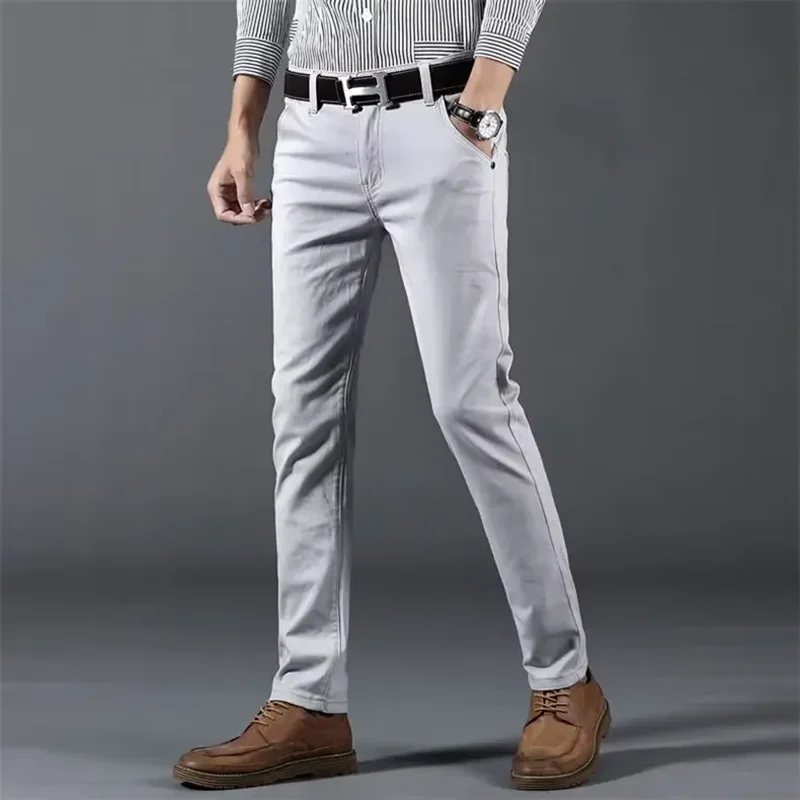 6 Colors New Men's Stretch Cotton Slim Casual Pants Classic Business Fashion Elastic Comfortable Trousers Male Clothes