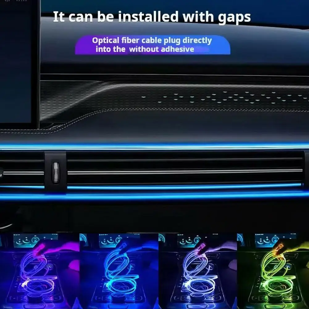 

1/2/3/4/5M RGB интерьер автомобиля окружающая светодиодная лента приложение поддержка волокна невидимая лампа USB управление атмосферой оптическая A2V6