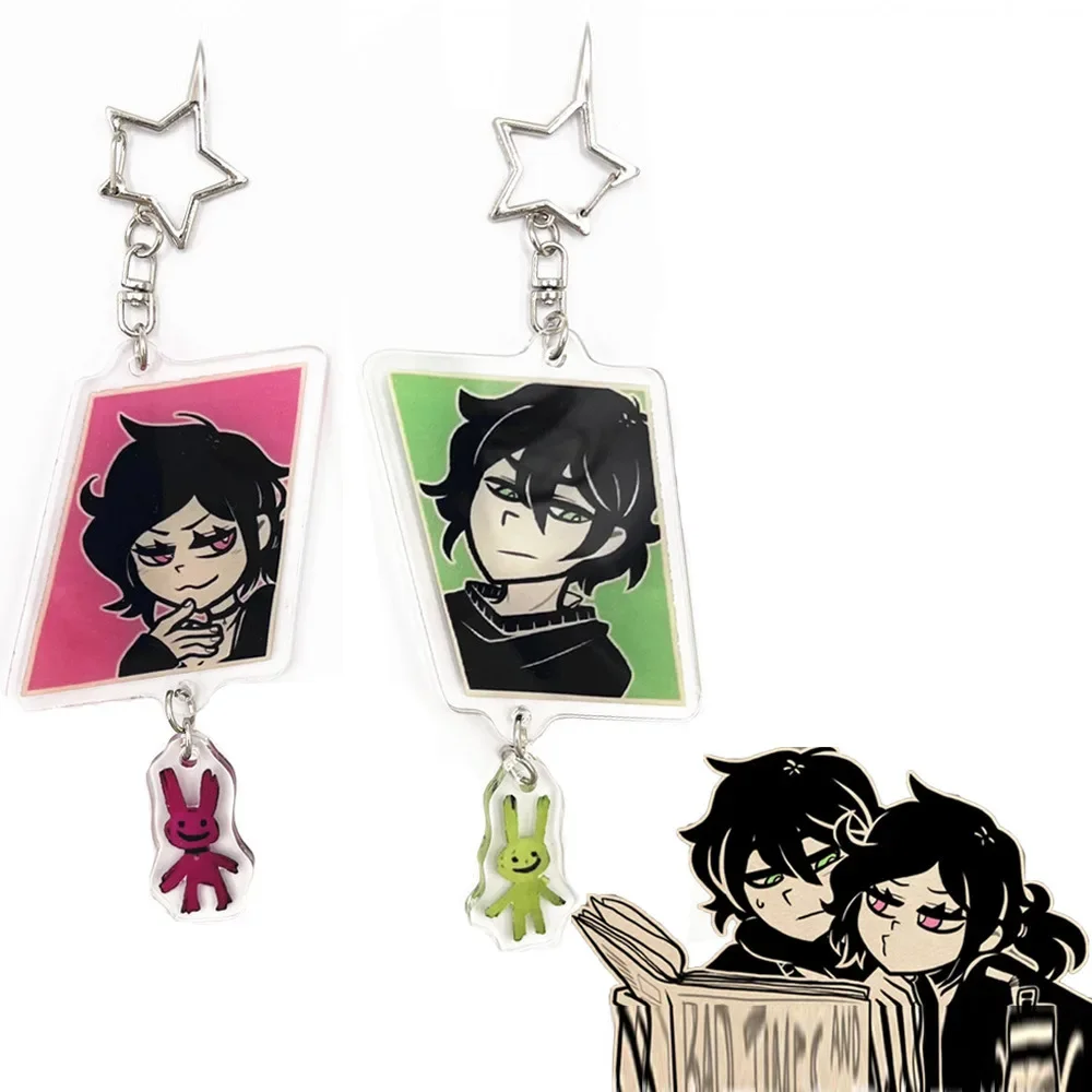 Gothic-Spiel Der Sarg von Andy und Leyley Cosplay Schlüsselanhänger Zweiseitiger Schlüsselanhänger Acryl-Kaninchen-Anhänger Schlüsselanhänger Zubehör Geschenke