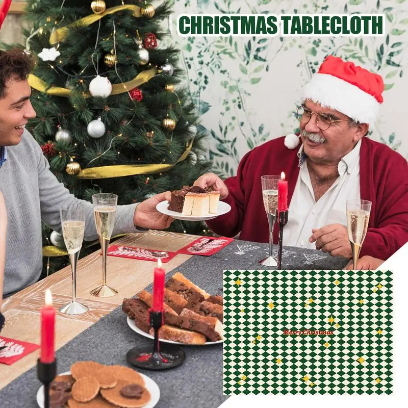 Manteles rectangulares navideños, mantel navideño, herramienta de decoración con elementos navideños para mesa de comedor al aire libre