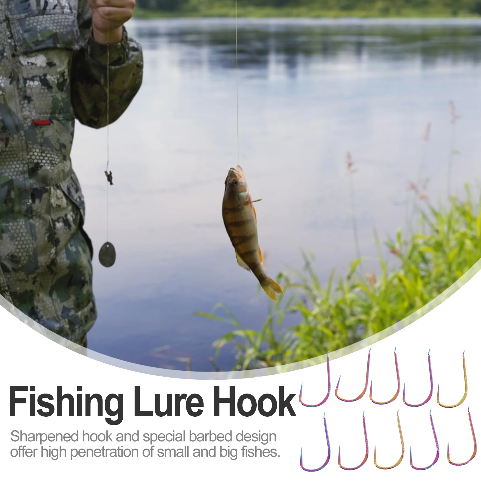 

30Pcs Colorful Circle Hooks Strong Carbon Steel High Catch Rate Special Barb Design Freshwater Seawater