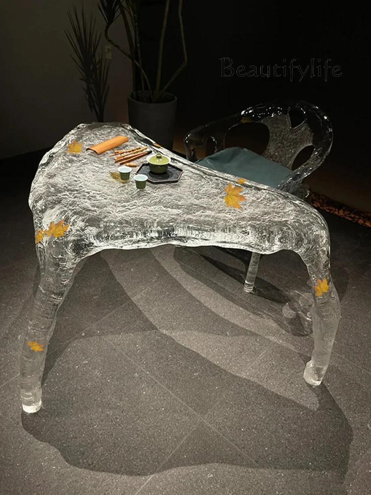 Art Light Luxury Special-Shaped Transparent Maple Leaf Tea Table Living Room and Sample Room Decorative Furniture Crafts