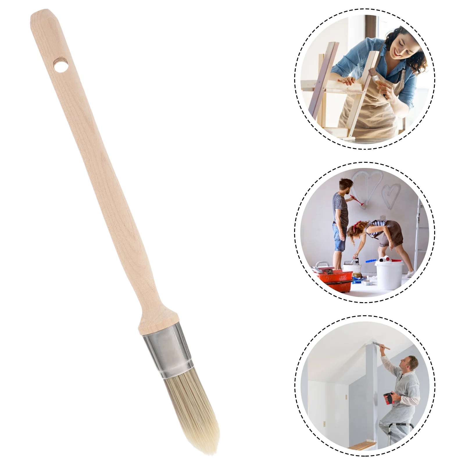 Round Paint Brush Trimmer Small Modify Birch Sharpened Wire Edger Painting Tool