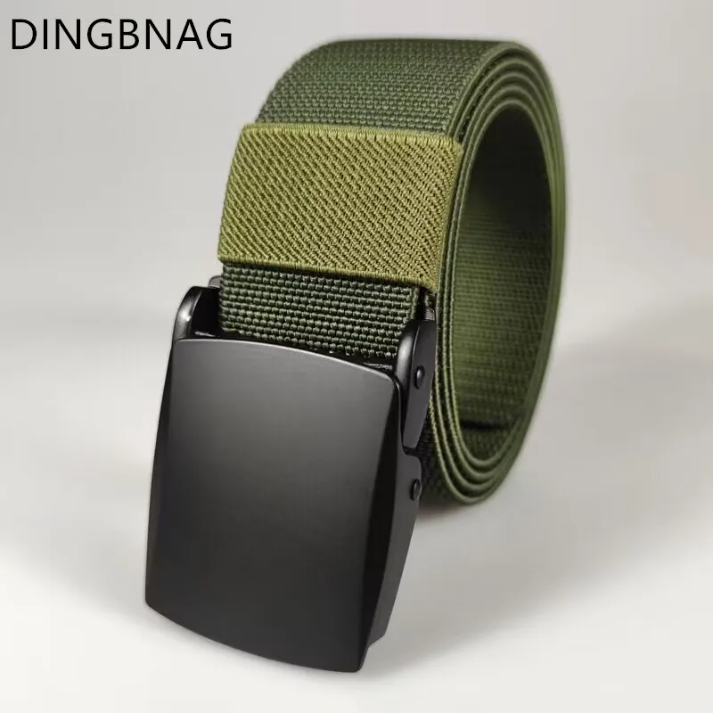 

New High-quality Women's Belt Alloy Buckle Thickened Elastic Belt Men's Non-porous Outdoor Sports Canvas 3.8cm Belt 120cm