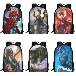 Mochila escolar dragão azul 3d para crianças, adolescentes, meninos, meninas, grande capacidade, crianças, estudantes, tendência, 16 polegadas