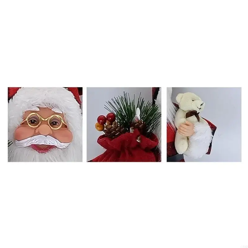 12'' Plaid Santa Figurines Christmas Figure Decorations Hanging Xmas Tree Ornaments Santa for Doll Toy C5AD