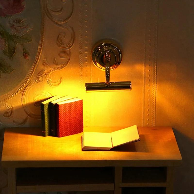 1:12 Dollhouse lampada da parete Vintage in miniatura lampada a LED illuminazione mobili per la casa modello accessori per casa delle bambole