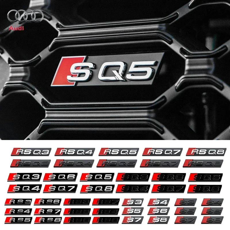 3D S3 S4 S5 S6 S7 S8 Badge Car Head Front Grille Emblem Decoration for Audi RS3 RS4 RS5 RS6 RS7 RS8 SQ3 SQ5 SQ7 SQ8 W12 V6 V8