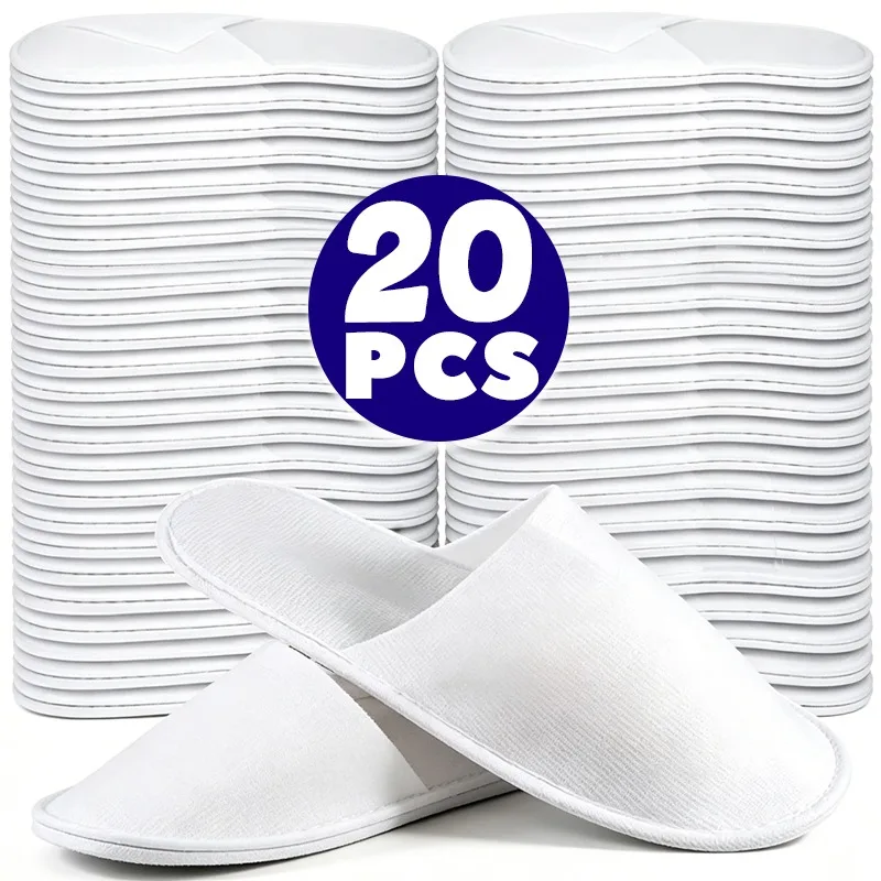 2/20pcs Unisex White Disposable Slippers for Guest Non Slip Thickened Hotel Slippers Spa Slippers Indoor Slipper for Women Men