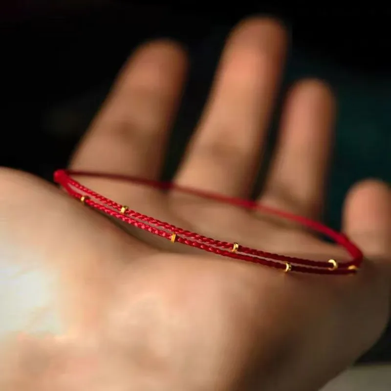 

Handmade Copper Bead Bracelet Red Rope Size Adjustable Transfer Lucky Beads Simple Style Friendship Bracelet Fine jewelry