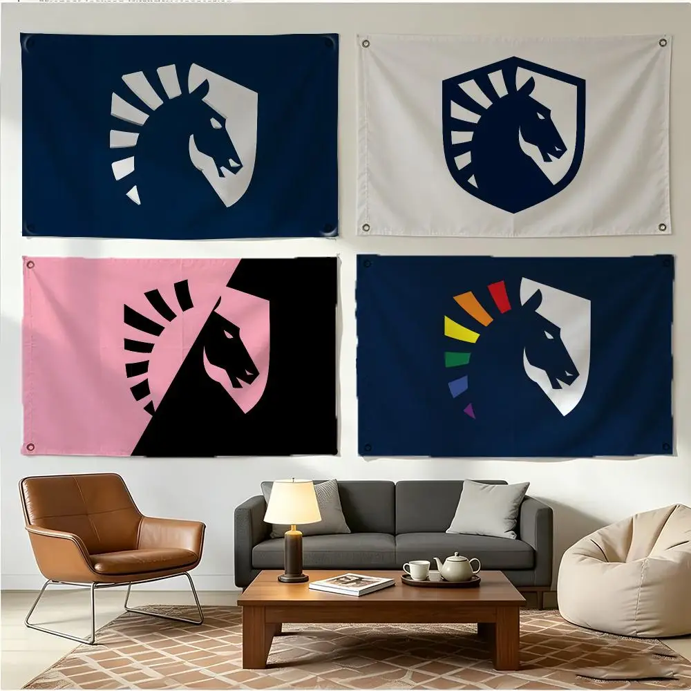 Esports Team Team Liquid Flags Four Ring Borderless Art Decor Indoor Outdoor Use Simple Hang And Install