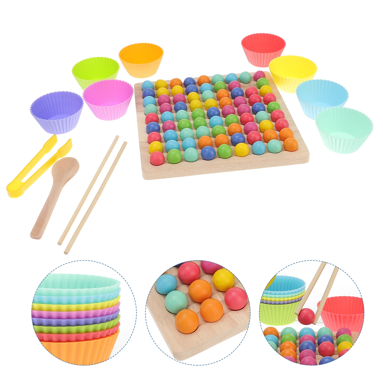 

Checkerboard Color Beads Match Parent-child Toys for Girls Rainbow Puzzle Plastic