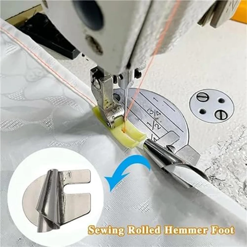 8Pcs Universal Sewing Rolled Hemmer Foot, 3-10mm Rolled-Hem Presser Foot, Sewing Machine Wide Rolled-Hem Presser Foot