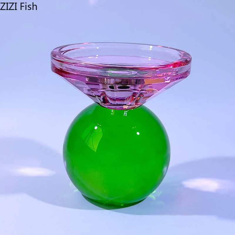 Colorful Crystal Candle Holders Desk Decoration Romantic Candlestick Wax Melt Burner Transparent Candle Stand Modern Home Decor
