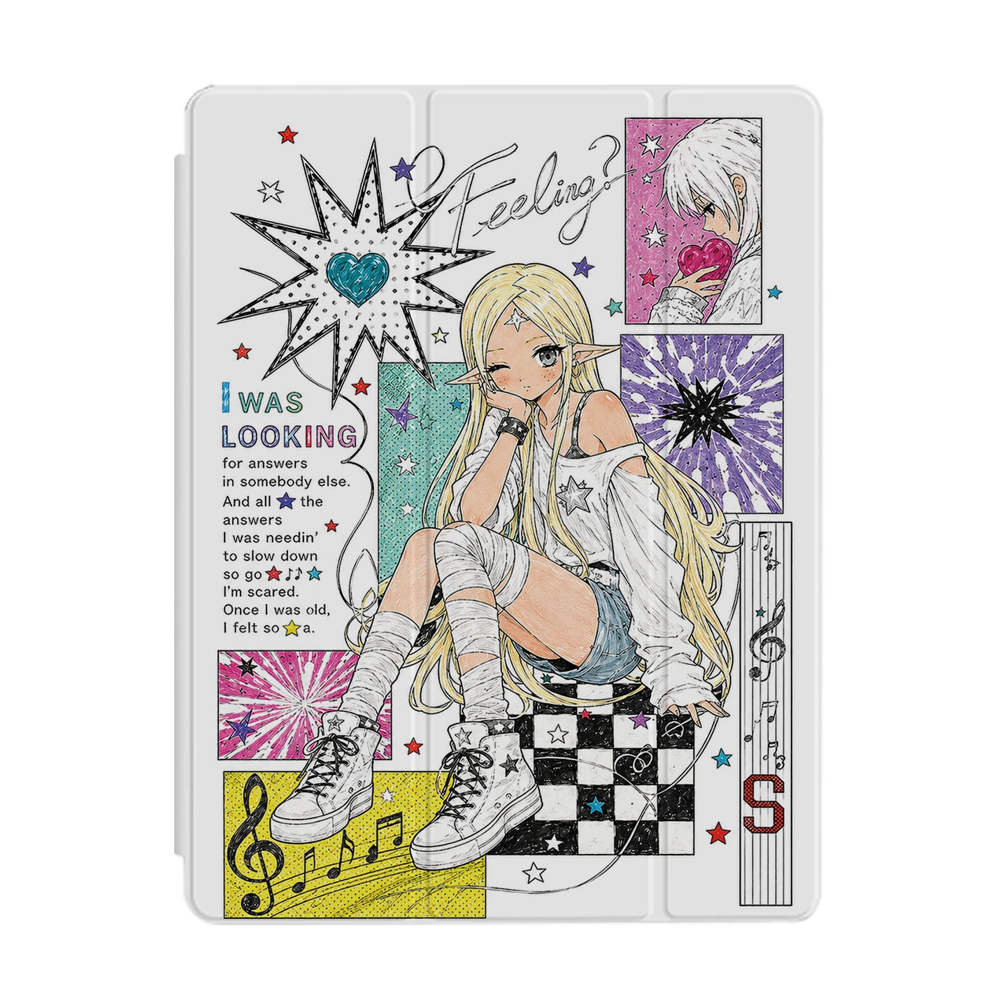 Y2K Elf Girl Music Note Star Tablet Case For iPad Pro 11 12.9 13 A16 M2 M4 M3 M5 Shell 5/6/7/8/9/10/11th Mini Air 3 4 5 6 Cover