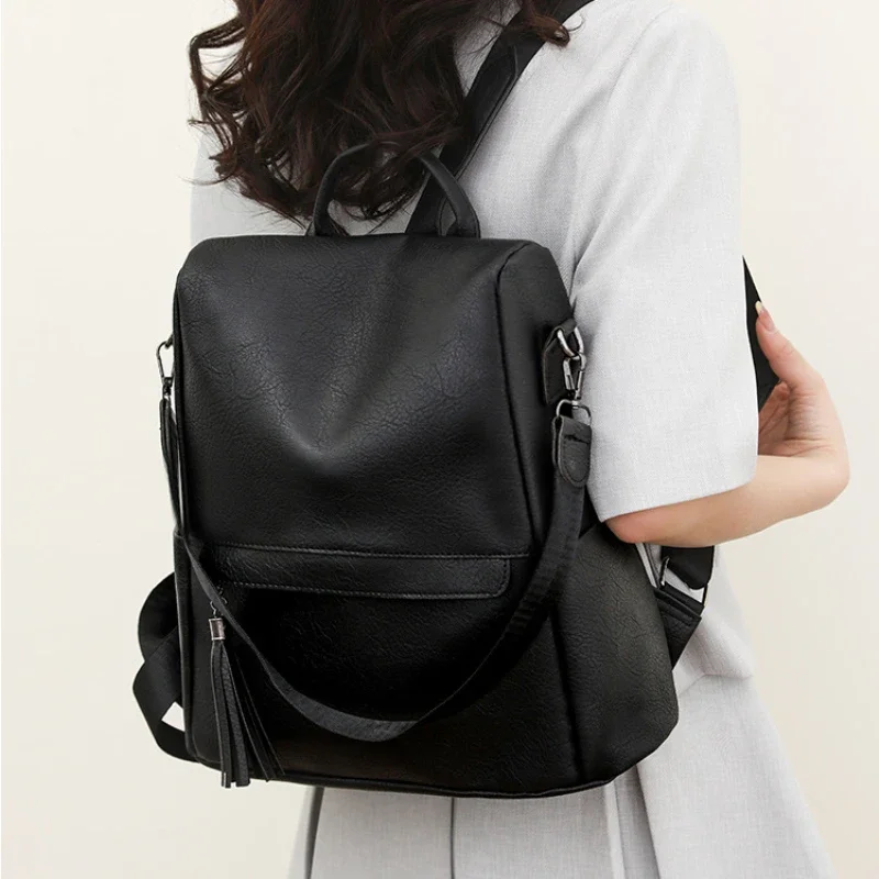 Rucksack Damen große Kapazität Retro einfarbig Rucksack multifunktion ale Freizeit reise Anti-Diebstahl-Rucksack Großhandel