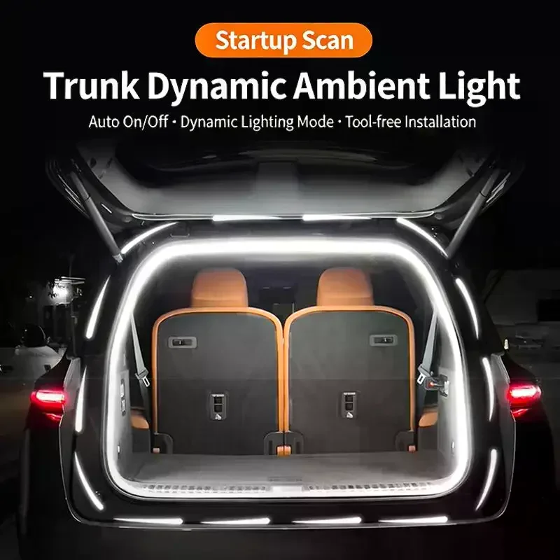 2/4M Car High Brightness Trunk Lighting Ambient Light Interior Decoration LED Wiring Free Automatic Sensing Tailgate Light Strip