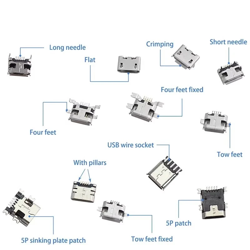 240 Stuks 24 Soorten Micro Usb Vrouwelijke Doos, Android Opladen Staart Plug, Micro Usb-Interface