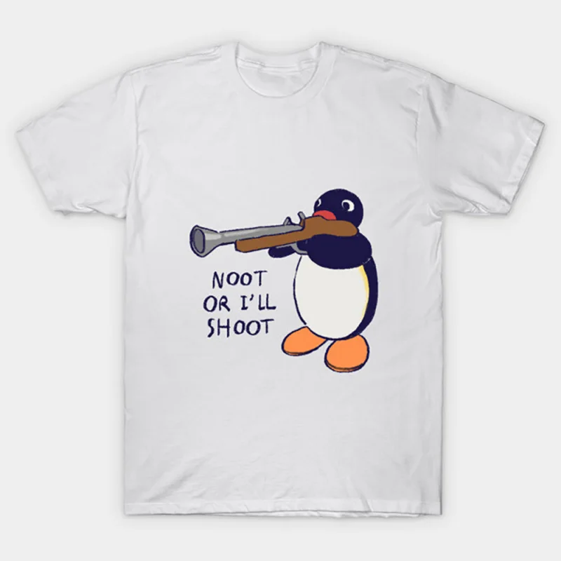 

0330 Noot Noot Pingu Meme Gift t shirt for men Funny cartoon Graphic Clothes 100% cotton printed Y2K clothing Large size tee
