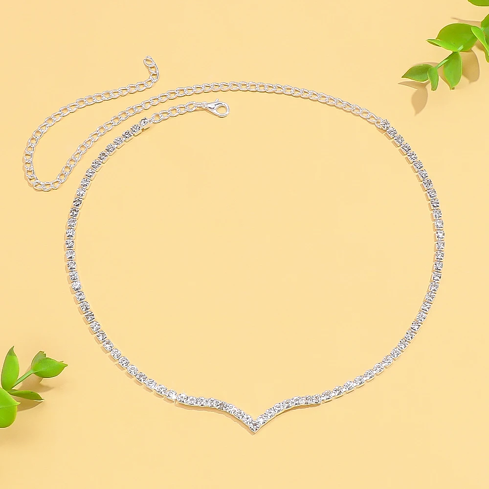 Exquisite V-shaped rhinestone collar chain versatile party sexy neck chain fashionable dance party accessory wedding jewelry