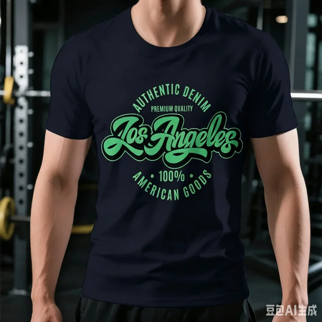 Herren-T-Shirt mit Los Angeles-Schriftzug, Sommer, schlichter Stil, Herrenbekleidung, lässig, O-Ausschnitt, kurze Ärmel, Trend, Streetwear, T-Shirt