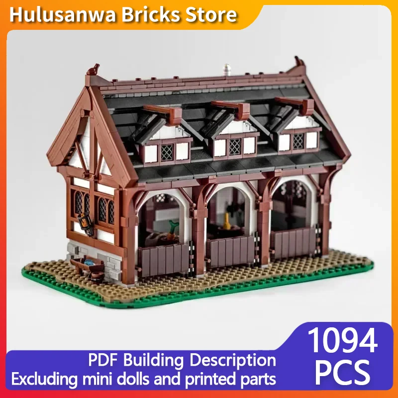 Medieval Street View Model MOC Building Bricks Noble Horse House Modular Technology Gifts Holiday Assemble Children Toys Suit