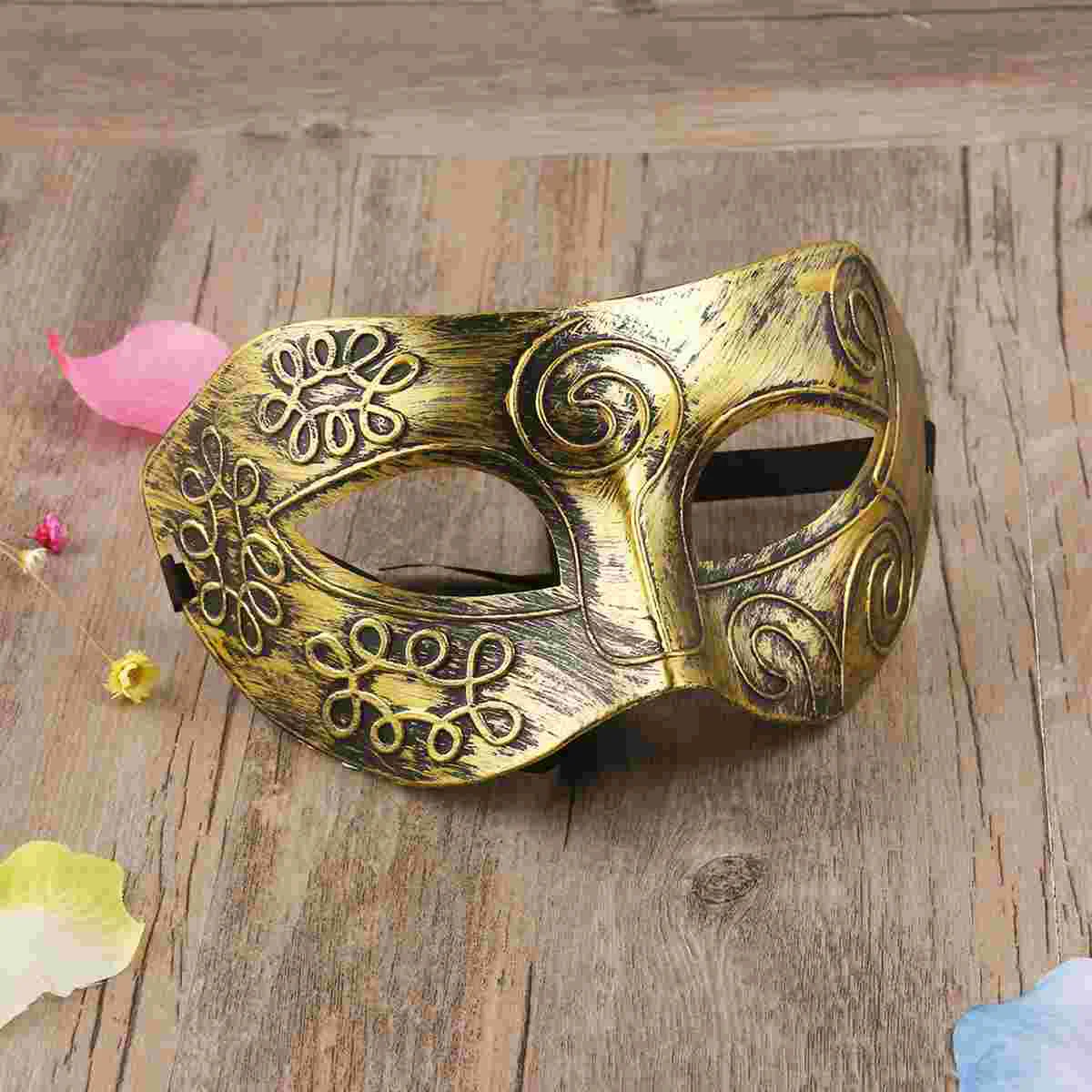 Gold Mask Masquerade Ball Full Lace Burgundy Couple Costumes Greek Roman for Men Wedding Miss