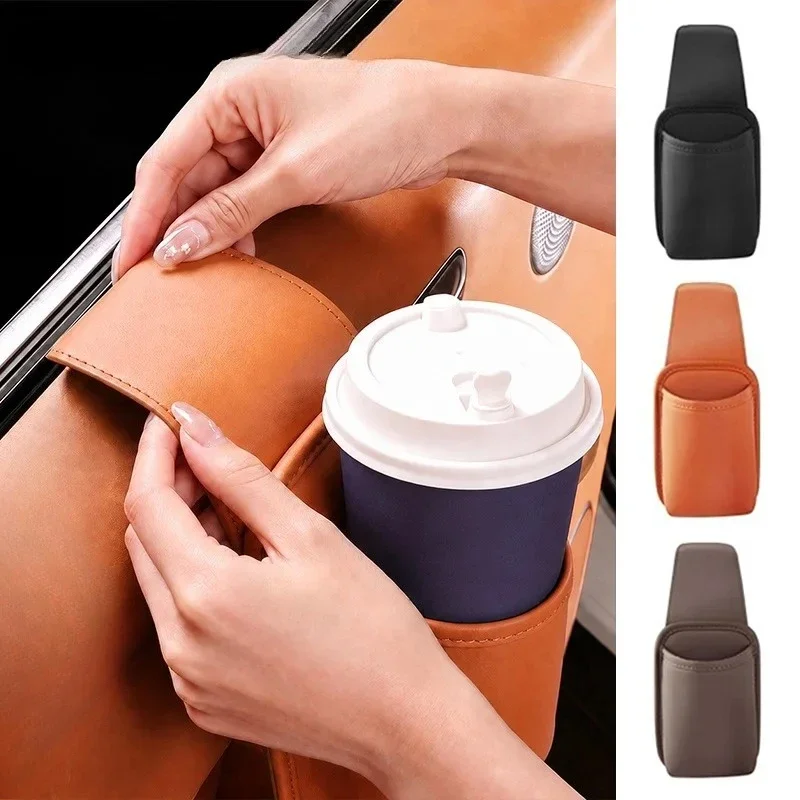 Universal Car Door Cup Holder Organizer Leather Waterproof Drink Holder Storage Bag Universal Tidy Vehicle Interior Accessories