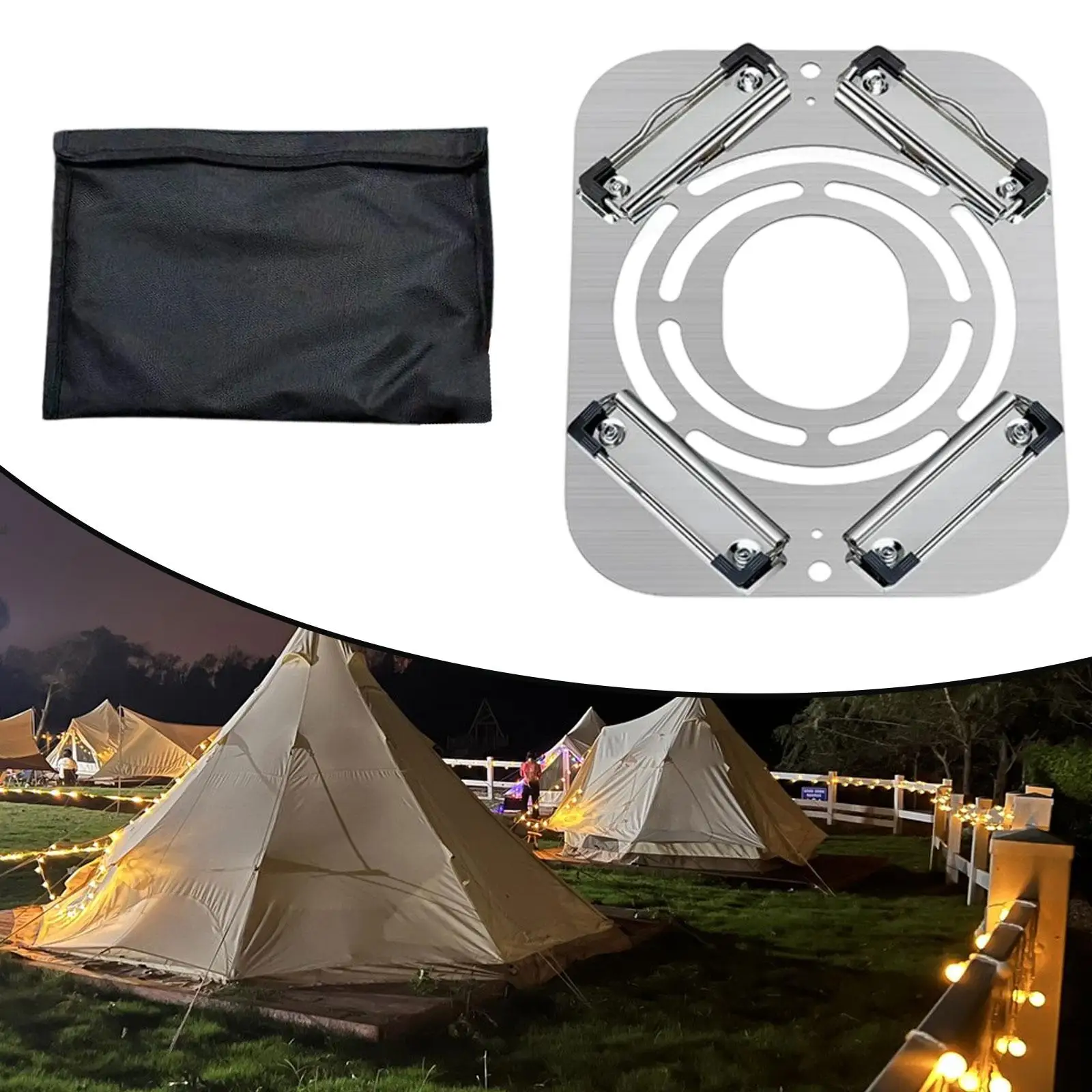 Tent Stove Jack, Stainless Steel No Punching Stoves Chimney Guard for Winter