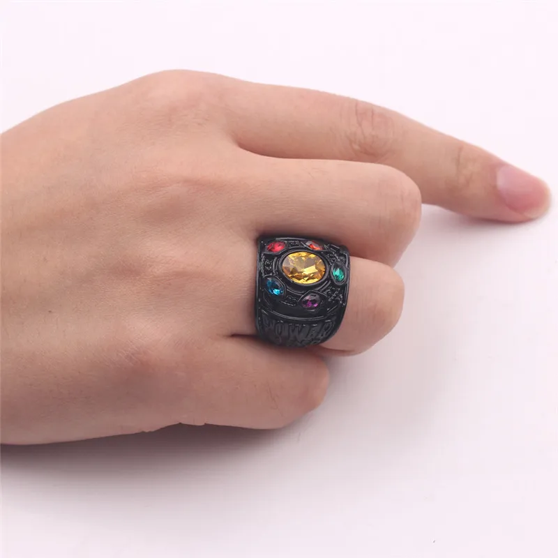 Marvel The Avengers Thanos Ring for Men, Luxury Black Charm Accessories, Metal Rings, Cosplay Fashion, Simple Jewelry